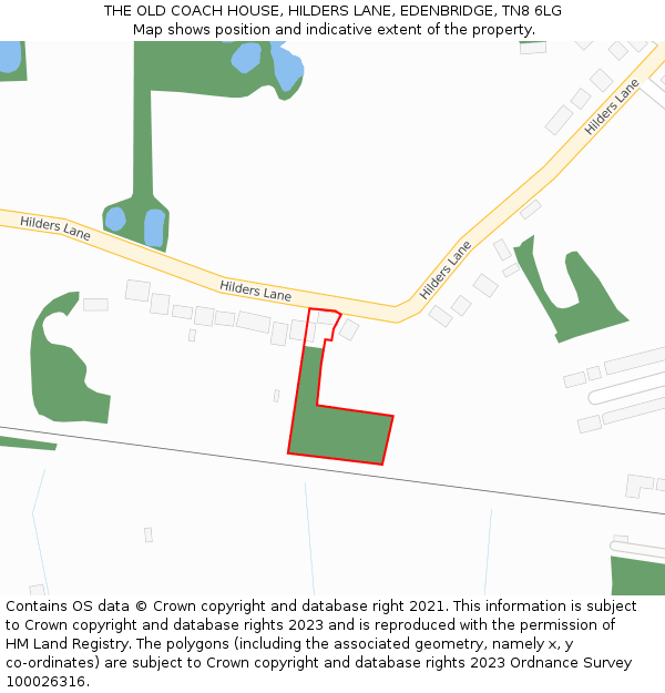 THE OLD COACH HOUSE, HILDERS LANE, EDENBRIDGE, TN8 6LG: Location map and indicative extent of plot