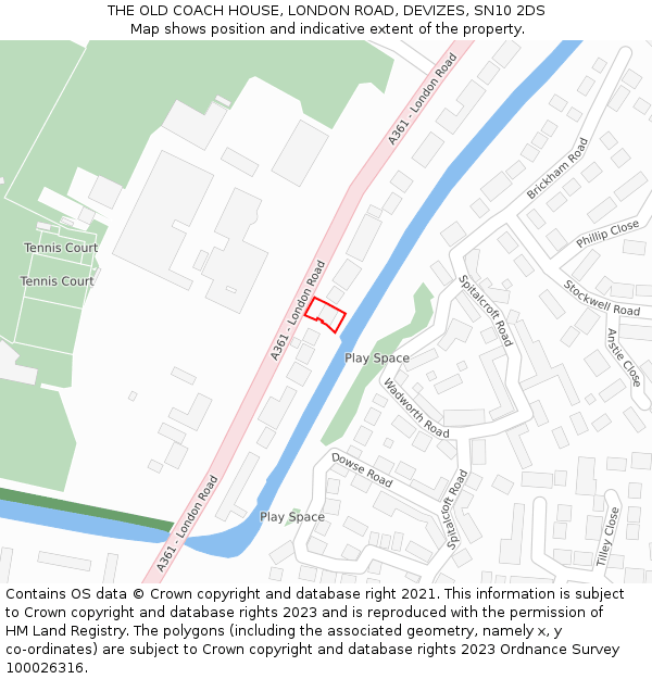 THE OLD COACH HOUSE, LONDON ROAD, DEVIZES, SN10 2DS: Location map and indicative extent of plot