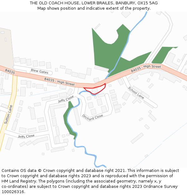 THE OLD COACH HOUSE, LOWER BRAILES, BANBURY, OX15 5AG: Location map and indicative extent of plot