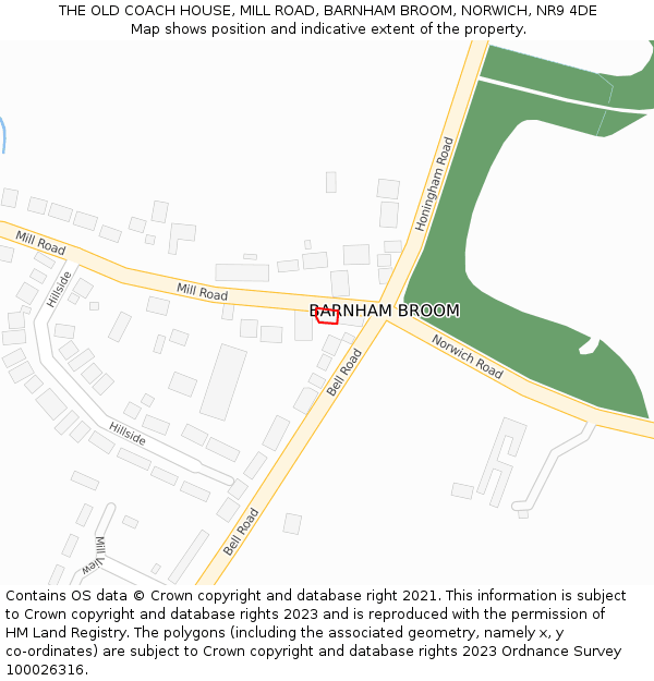THE OLD COACH HOUSE, MILL ROAD, BARNHAM BROOM, NORWICH, NR9 4DE: Location map and indicative extent of plot