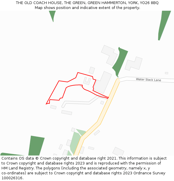 THE OLD COACH HOUSE, THE GREEN, GREEN HAMMERTON, YORK, YO26 8BQ: Location map and indicative extent of plot