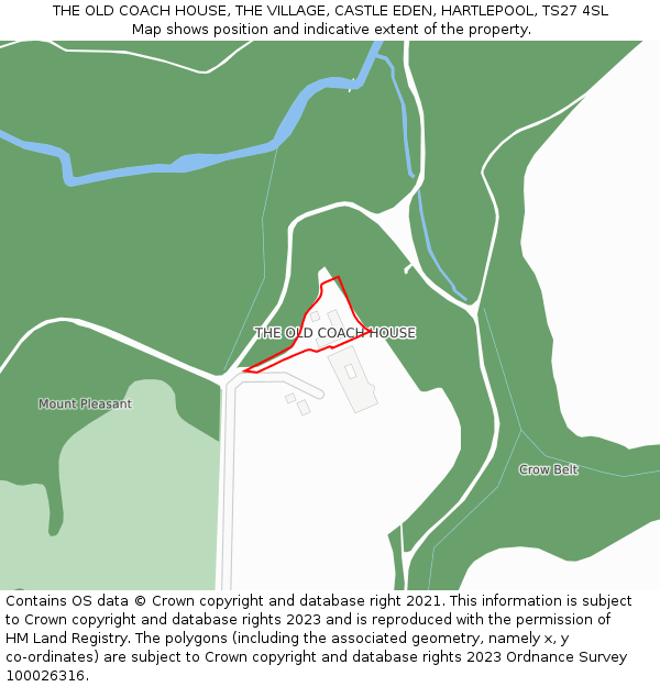 THE OLD COACH HOUSE, THE VILLAGE, CASTLE EDEN, HARTLEPOOL, TS27 4SL: Location map and indicative extent of plot