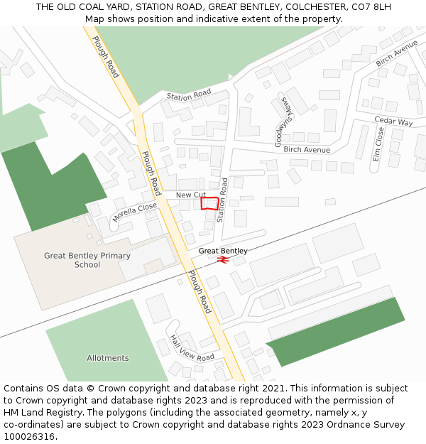 THE OLD COAL YARD, STATION ROAD, GREAT BENTLEY, COLCHESTER, CO7 8LH: Location map and indicative extent of plot