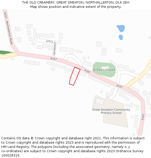 THE OLD CREAMERY, GREAT SMEATON, NORTHALLERTON, DL6 2EH: Location map and indicative extent of plot