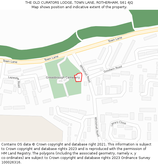THE OLD CURATORS LODGE, TOWN LANE, ROTHERHAM, S61 4JQ: Location map and indicative extent of plot