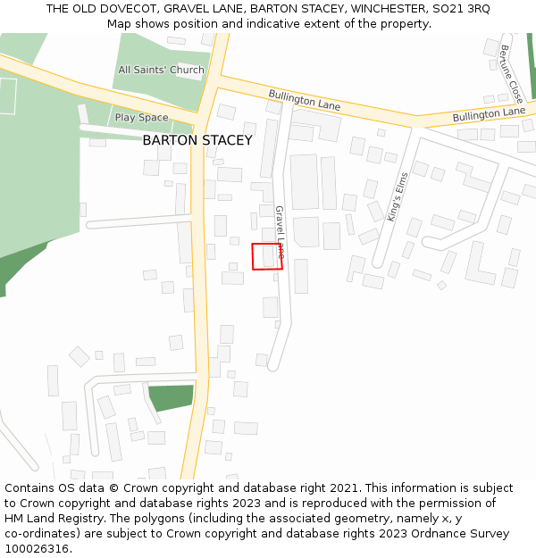 THE OLD DOVECOT, GRAVEL LANE, BARTON STACEY, WINCHESTER, SO21 3RQ: Location map and indicative extent of plot