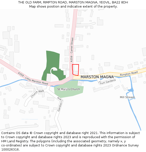 THE OLD FARM, RIMPTON ROAD, MARSTON MAGNA, YEOVIL, BA22 8DH: Location map and indicative extent of plot