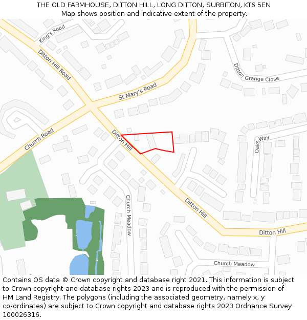 THE OLD FARMHOUSE, DITTON HILL, LONG DITTON, SURBITON, KT6 5EN: Location map and indicative extent of plot
