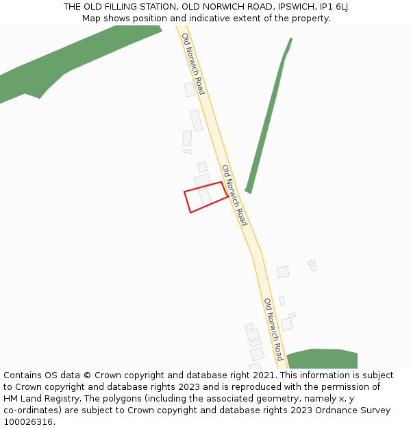 THE OLD FILLING STATION, OLD NORWICH ROAD, IPSWICH, IP1 6LJ: Location map and indicative extent of plot
