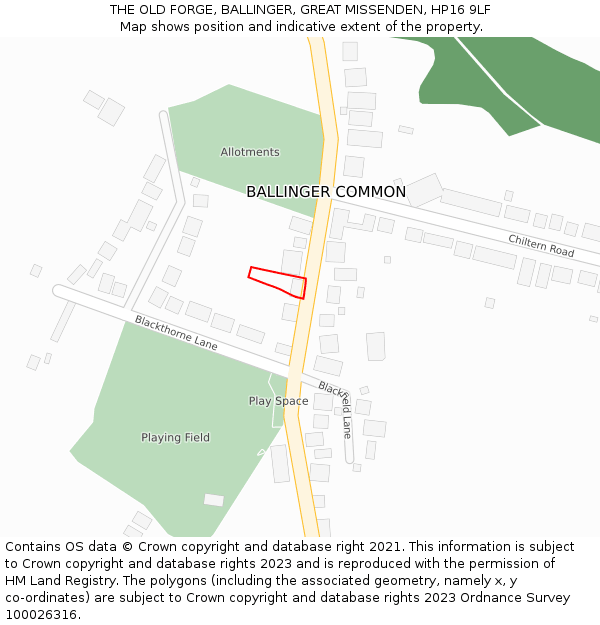 THE OLD FORGE, BALLINGER, GREAT MISSENDEN, HP16 9LF: Location map and indicative extent of plot