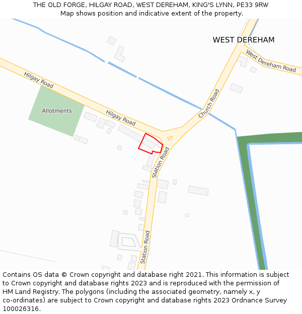 THE OLD FORGE, HILGAY ROAD, WEST DEREHAM, KING'S LYNN, PE33 9RW: Location map and indicative extent of plot