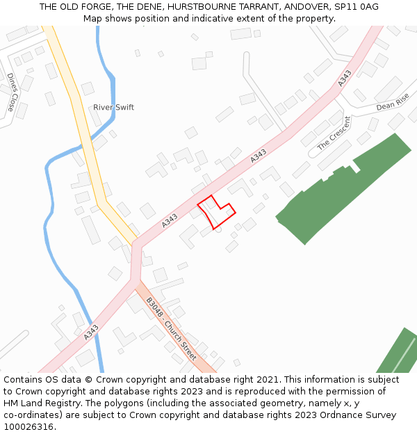 THE OLD FORGE, THE DENE, HURSTBOURNE TARRANT, ANDOVER, SP11 0AG: Location map and indicative extent of plot