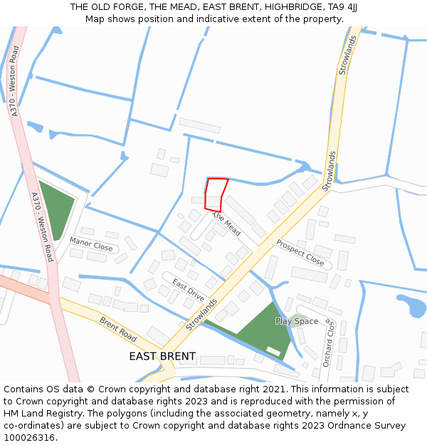 THE OLD FORGE, THE MEAD, EAST BRENT, HIGHBRIDGE, TA9 4JJ: Location map and indicative extent of plot