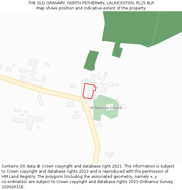 THE OLD GRANARY, NORTH PETHERWIN, LAUNCESTON, PL15 8LR: Location map and indicative extent of plot