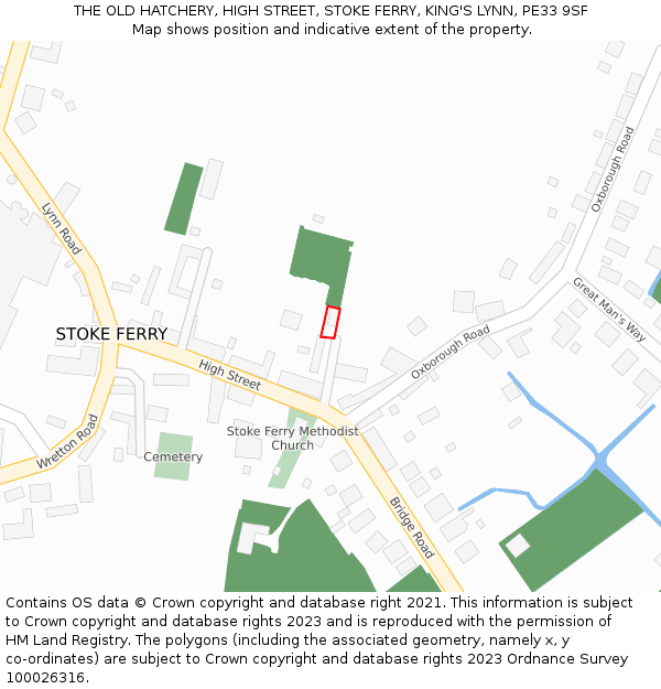 THE OLD HATCHERY, HIGH STREET, STOKE FERRY, KING'S LYNN, PE33 9SF: Location map and indicative extent of plot