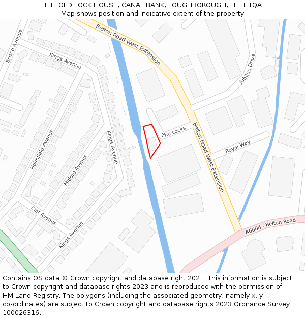 THE OLD LOCK HOUSE, CANAL BANK, LOUGHBOROUGH, LE11 1QA: Location map and indicative extent of plot