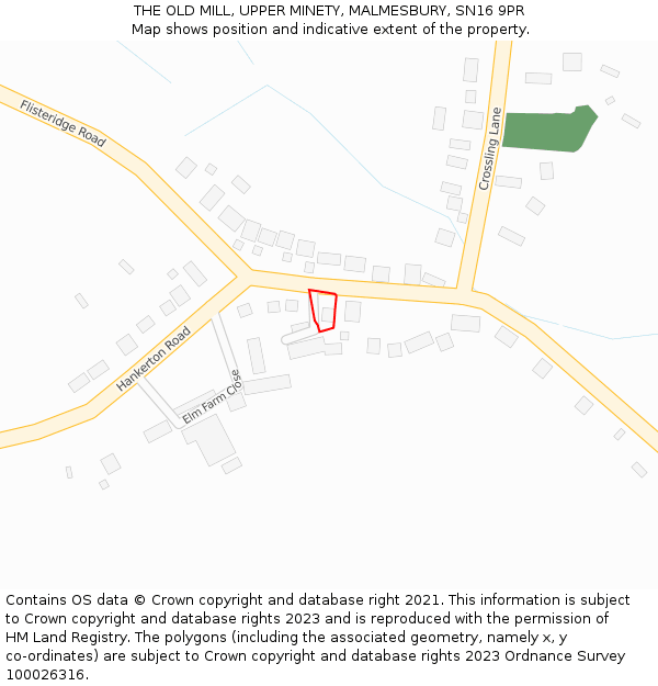 THE OLD MILL, UPPER MINETY, MALMESBURY, SN16 9PR: Location map and indicative extent of plot