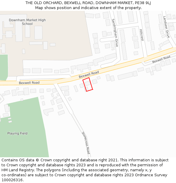 THE OLD ORCHARD, BEXWELL ROAD, DOWNHAM MARKET, PE38 9LJ: Location map and indicative extent of plot