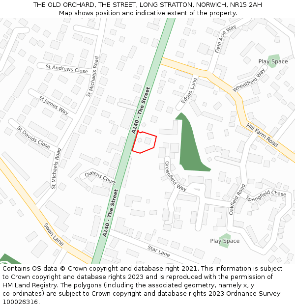 THE OLD ORCHARD, THE STREET, LONG STRATTON, NORWICH, NR15 2AH: Location map and indicative extent of plot