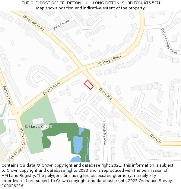 THE OLD POST OFFICE, DITTON HILL, LONG DITTON, SURBITON, KT6 5EN: Location map and indicative extent of plot
