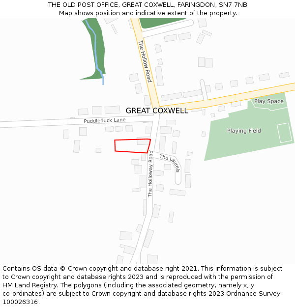 THE OLD POST OFFICE, GREAT COXWELL, FARINGDON, SN7 7NB: Location map and indicative extent of plot