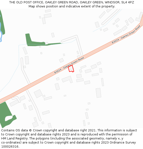 THE OLD POST OFFICE, OAKLEY GREEN ROAD, OAKLEY GREEN, WINDSOR, SL4 4PZ: Location map and indicative extent of plot