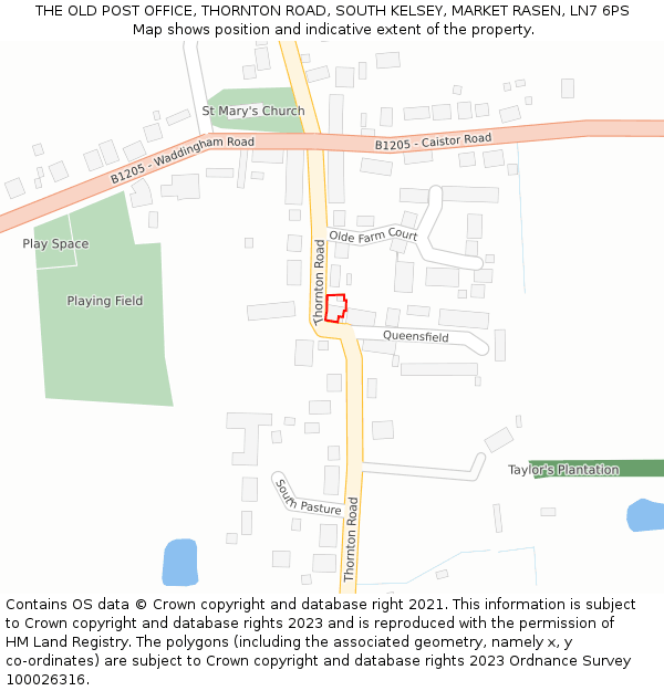 THE OLD POST OFFICE, THORNTON ROAD, SOUTH KELSEY, MARKET RASEN, LN7 6PS: Location map and indicative extent of plot