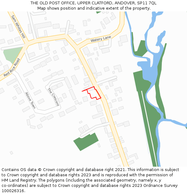 THE OLD POST OFFICE, UPPER CLATFORD, ANDOVER, SP11 7QL: Location map and indicative extent of plot