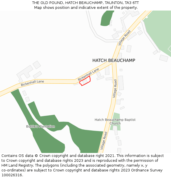 THE OLD POUND, HATCH BEAUCHAMP, TAUNTON, TA3 6TT: Location map and indicative extent of plot