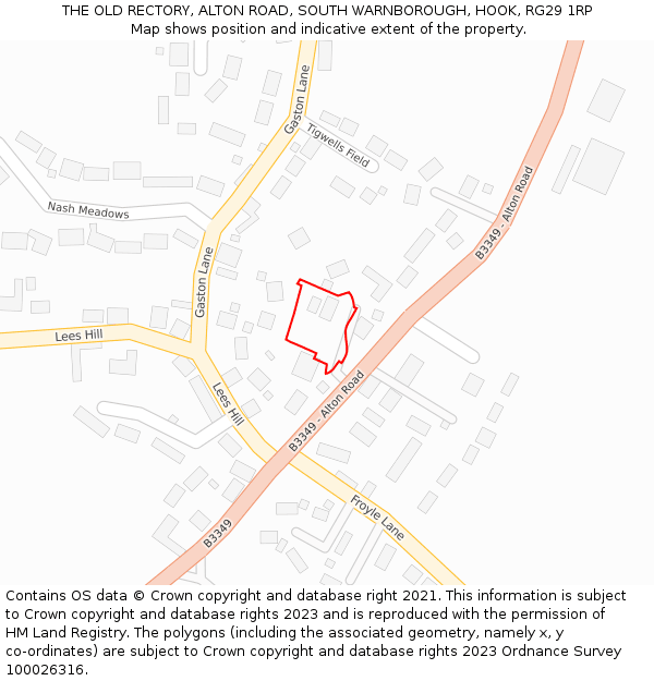 THE OLD RECTORY, ALTON ROAD, SOUTH WARNBOROUGH, HOOK, RG29 1RP: Location map and indicative extent of plot