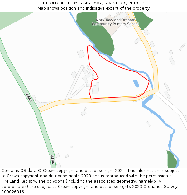 THE OLD RECTORY, MARY TAVY, TAVISTOCK, PL19 9PP: Location map and indicative extent of plot