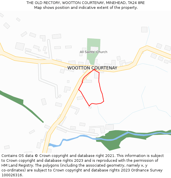 THE OLD RECTORY, WOOTTON COURTENAY, MINEHEAD, TA24 8RE: Location map and indicative extent of plot