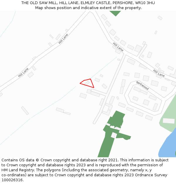 THE OLD SAW MILL, HILL LANE, ELMLEY CASTLE, PERSHORE, WR10 3HU: Location map and indicative extent of plot