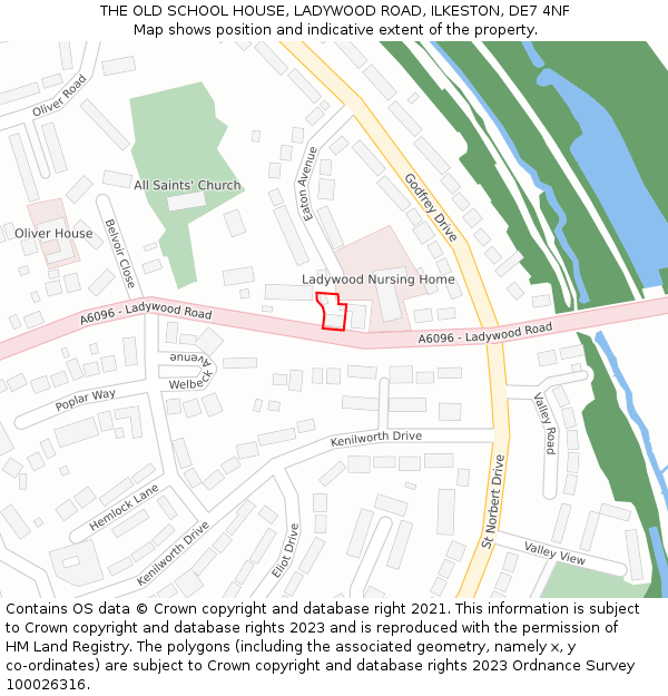 THE OLD SCHOOL HOUSE, LADYWOOD ROAD, ILKESTON, DE7 4NF: Location map and indicative extent of plot