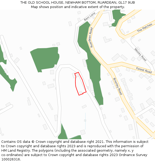 THE OLD SCHOOL HOUSE, NEWHAM BOTTOM, RUARDEAN, GL17 9UB: Location map and indicative extent of plot