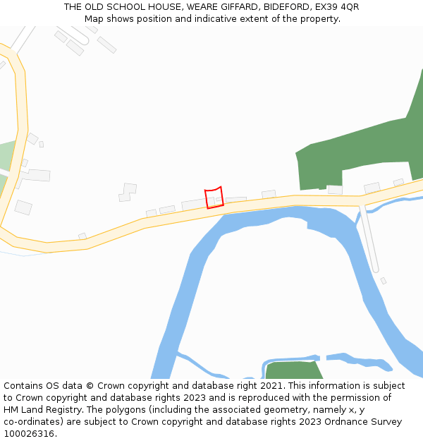 THE OLD SCHOOL HOUSE, WEARE GIFFARD, BIDEFORD, EX39 4QR: Location map and indicative extent of plot