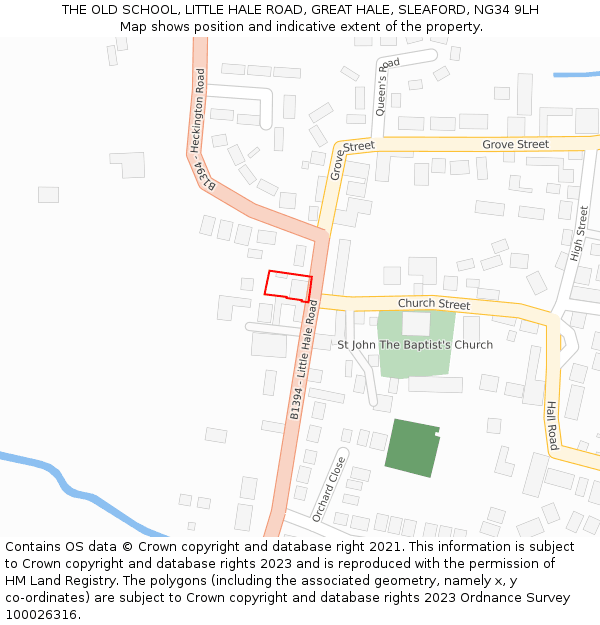 THE OLD SCHOOL, LITTLE HALE ROAD, GREAT HALE, SLEAFORD, NG34 9LH: Location map and indicative extent of plot