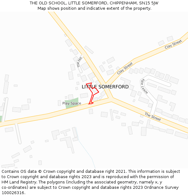 THE OLD SCHOOL, LITTLE SOMERFORD, CHIPPENHAM, SN15 5JW: Location map and indicative extent of plot