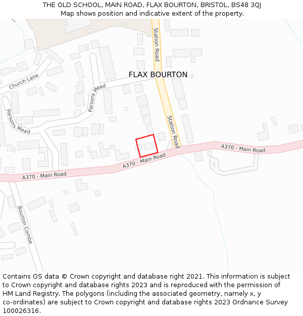 THE OLD SCHOOL, MAIN ROAD, FLAX BOURTON, BRISTOL, BS48 3QJ: Location map and indicative extent of plot