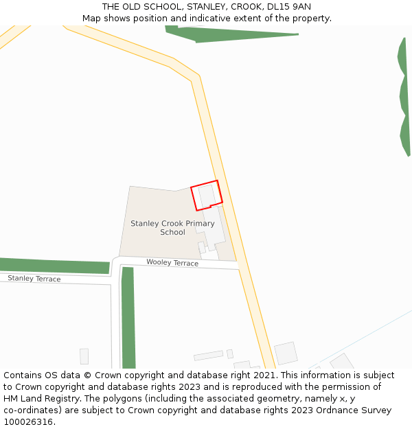 THE OLD SCHOOL, STANLEY, CROOK, DL15 9AN: Location map and indicative extent of plot