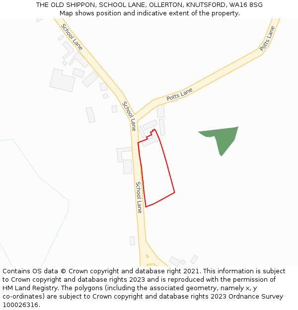 THE OLD SHIPPON, SCHOOL LANE, OLLERTON, KNUTSFORD, WA16 8SG: Location map and indicative extent of plot
