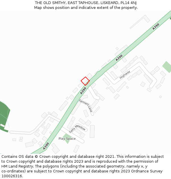 THE OLD SMITHY, EAST TAPHOUSE, LISKEARD, PL14 4NJ: Location map and indicative extent of plot