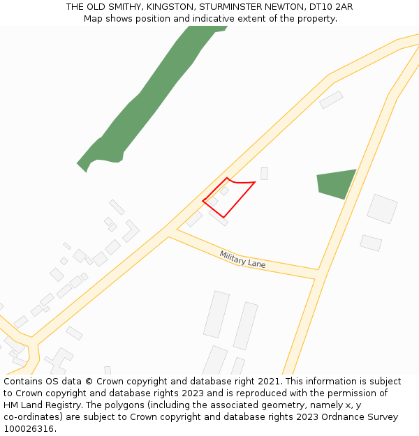 THE OLD SMITHY, KINGSTON, STURMINSTER NEWTON, DT10 2AR: Location map and indicative extent of plot