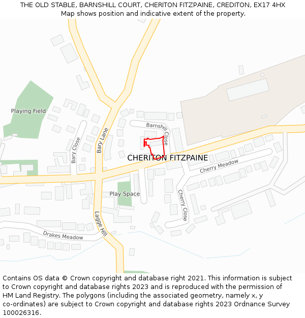 THE OLD STABLE, BARNSHILL COURT, CHERITON FITZPAINE, CREDITON, EX17 4HX: Location map and indicative extent of plot