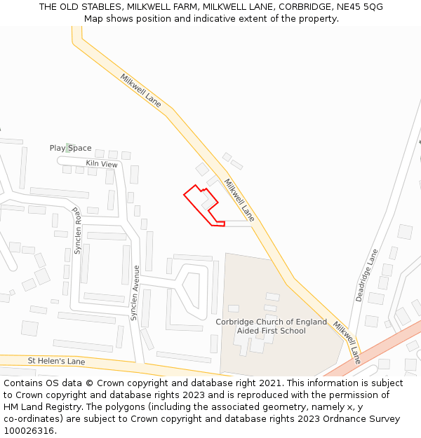 THE OLD STABLES, MILKWELL FARM, MILKWELL LANE, CORBRIDGE, NE45 5QG: Location map and indicative extent of plot