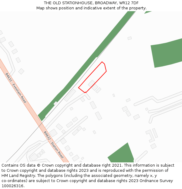THE OLD STATIONHOUSE, BROADWAY, WR12 7DF: Location map and indicative extent of plot