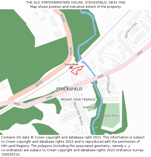 THE OLD STATIONMASTERS HOUSE, STOCKSFIELD, NE43 7NQ: Location map and indicative extent of plot