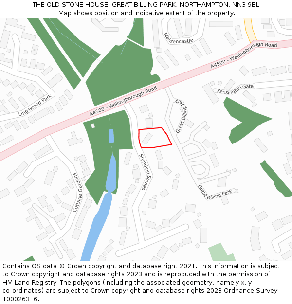 THE OLD STONE HOUSE, GREAT BILLING PARK, NORTHAMPTON, NN3 9BL: Location map and indicative extent of plot