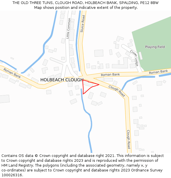 THE OLD THREE TUNS, CLOUGH ROAD, HOLBEACH BANK, SPALDING, PE12 8BW: Location map and indicative extent of plot