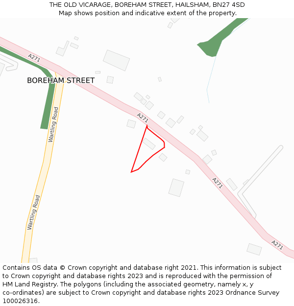 THE OLD VICARAGE, BOREHAM STREET, HAILSHAM, BN27 4SD: Location map and indicative extent of plot